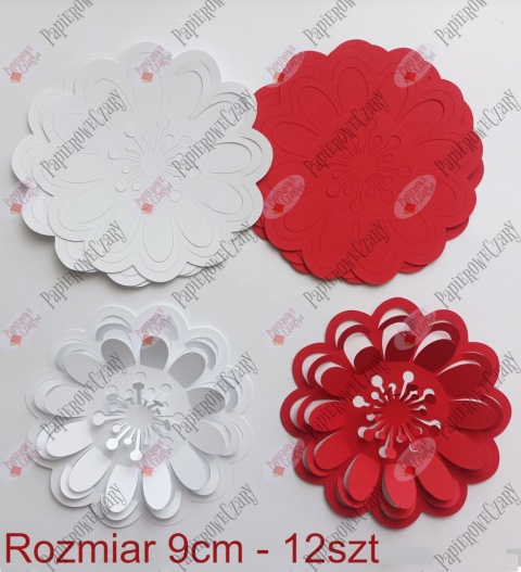 Kwiat 3D 101 pakiet biało czerwony Dekoracje z papieru