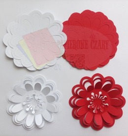 Kwiat 3D 101 pakiet biało czerwony Dekoracje z papieru
