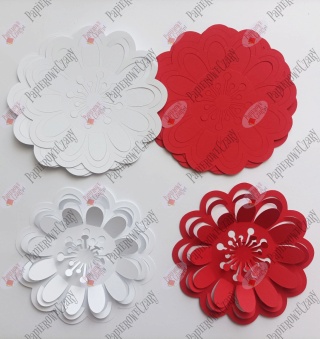 Kwiat 3D 101 pakiet biało czerwony Dekoracje z papieru