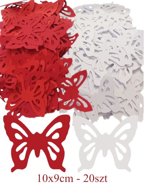 Motyl 1 Pakiet białe czerwone Dekoracje z papieru Motyl 1 Pakiet białe czerwone Dekoracje z papieru