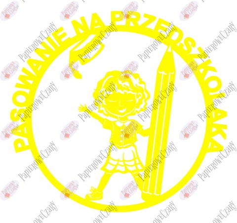 Pasowanie na przedszkolaka Ślubowanie Dziewczynka z kredką 1 Dekoracje z papieru