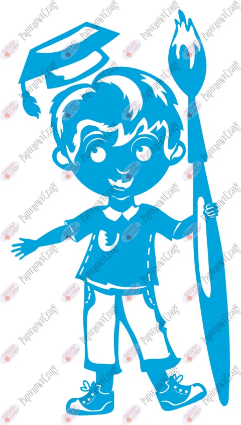 Chłopiec z piórem 1 Pasowanie Ślubowanie Dekoracje z papieru