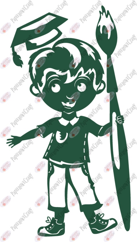 Chłopiec z piórem 1 Pasowanie Ślubowanie Dekoracje z papieru