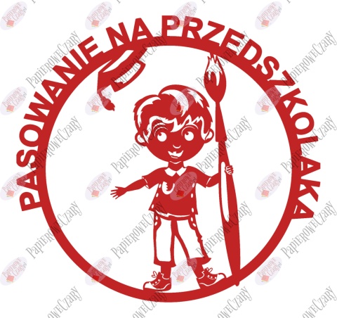 Pasowanie na przedszkolaka Ślubowanie Chłopiec z piórem 1 Dekoracje z papieru