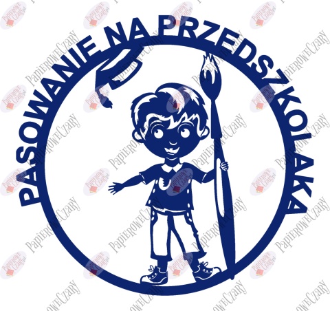 Pasowanie na przedszkolaka Ślubowanie Chłopiec z piórem 1 Dekoracje z papieru