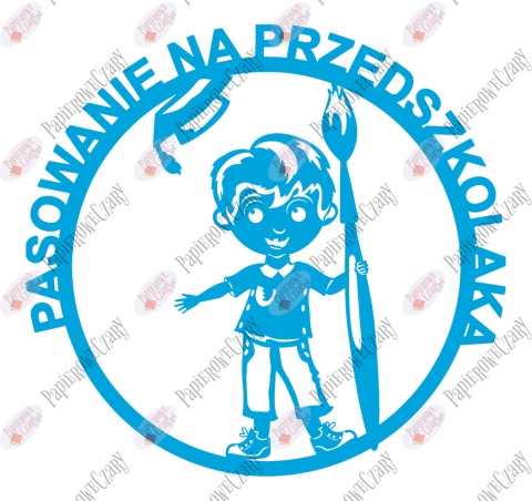 Pasowanie na przedszkolaka Ślubowanie Chłopiec z piórem 1 Dekoracje z papieru