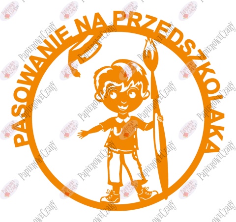 Pasowanie na przedszkolaka Ślubowanie Chłopiec z piórem 1 Dekoracje z papieru