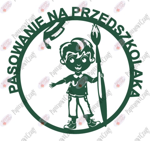 Pasowanie na przedszkolaka Ślubowanie Chłopiec z piórem 1 Dekoracje z papieru