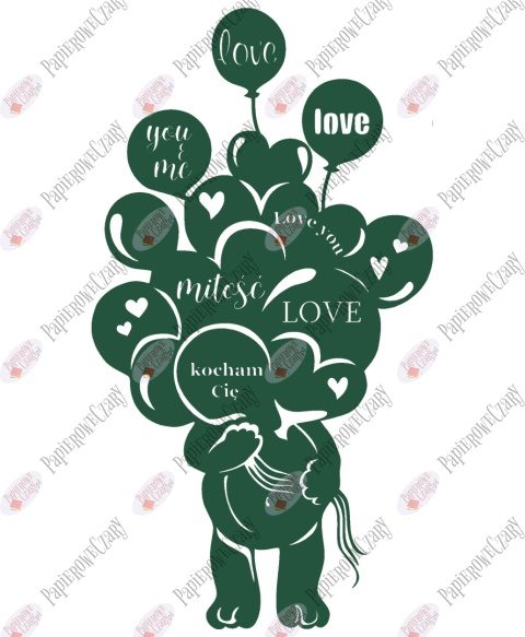 Miś balony 1 Walentynki Dzień Babci Dekoracje z papieru