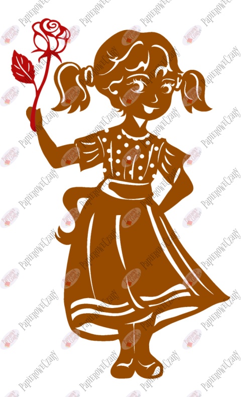 Dziewczynka 10B z różą Dekoracje z papieru