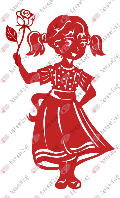 Dziewczynka 10B z różą Dekoracje z papieru