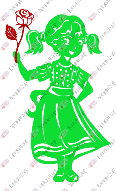 Dziewczynka 10B z różą Dekoracje z papieru