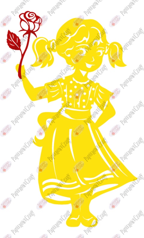 Dziewczynka 10B z różą Dekoracje z papieru