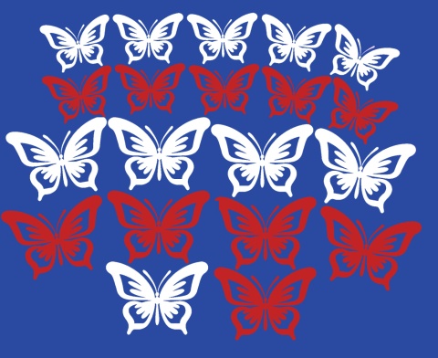 Motyl 16 Pakiet 20szt biało czerwone Dekoracje z papieru Motyl 16 Pakiet 20szt biało czerwone Dekoracje z papieru