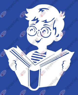 Chłopiec z książką 2 Rok szkolny Dekoracje z papieru