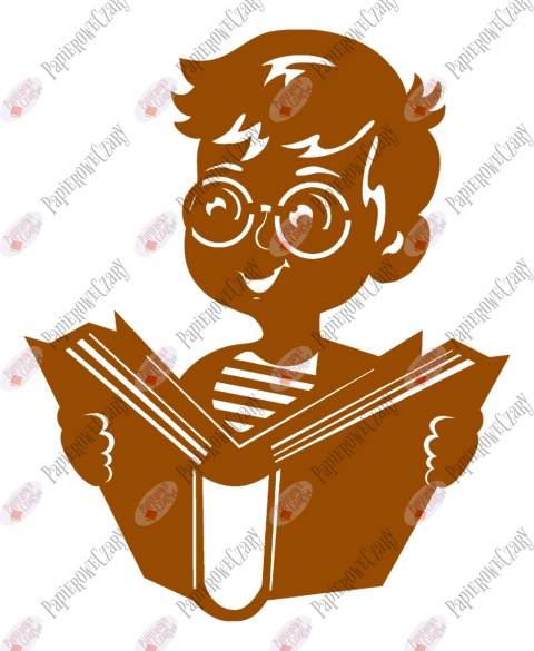 Chłopiec z książką 2 Rok szkolny Dekoracje z papieru