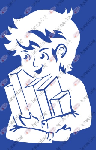 Chłopiec z książkami 1 Rok szkolny Dekoracje z papieru