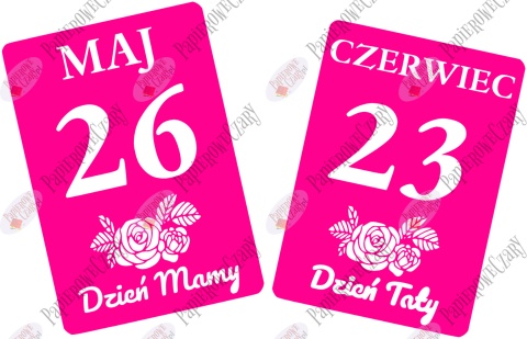 Kartki z kalendarza 26 Maj 23 Czerwiec 58,5x41cm Zestaw Dekoracje z papieru