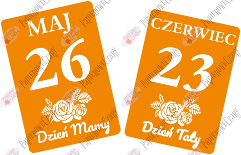 Kartki z kalendarza 26 Maj 23 Czerwiec 58,5x41cm Zestaw Dekoracje z papieru