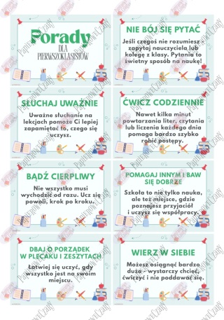 Porady dla pierwszoklasistów - Pomoce dydaktyczne - plik PDF - PRODUKT CYFROWY