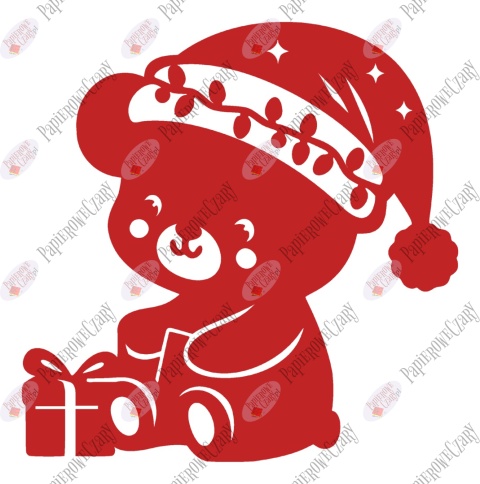 Miś świąteczny 1 Zima Dekoracje z papieru