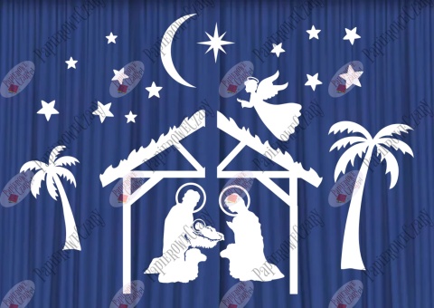 Zestaw 240 - Jasełka Szopka Boże Narodzenie - Dekoracje z papieru