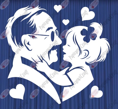 Dziadek z wnuczką 1 Dzień Babci i Dziadka Dekoracje z papieru