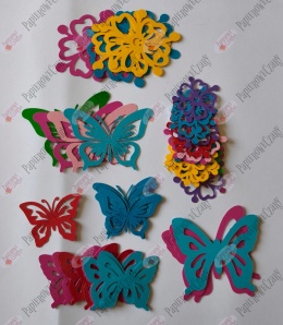 Kwiat Motyl Miks ZALAMINOWANE Pakiet 40szt Dekoracje z papieru