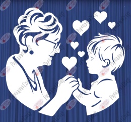 Babcia z wnuczkiem 1 Dzień Babci i Dziadka Dekoracje z papieru