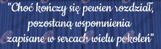 Napis "Choć kończy się pewien rozdział..." Zakończenie Roku Dekoracje z papieru
