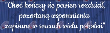 Napis "Choć kończy się pewien rozdział..." Zakończenie Roku Dekoracje z papieru