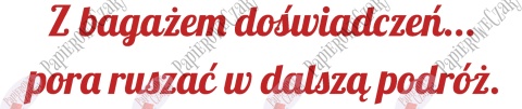 Napis "Z bagażem doświadczeń..." 2 Zakończenie Roku Dekoracje z papieru