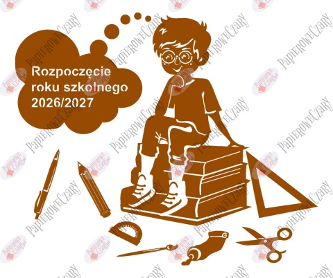 Chłopiec na książkach 1 Rok Szkolny Dekoracje z papieru