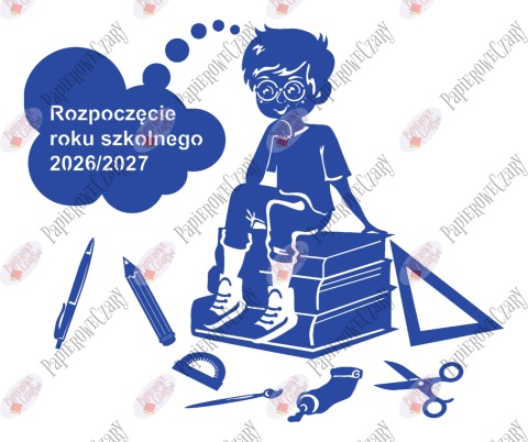Chłopiec na książkach 1 Rok Szkolny Dekoracje z papieru