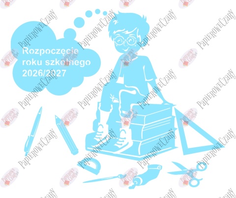 Chłopiec na książkach 1 Rok Szkolny Dekoracje z papieru