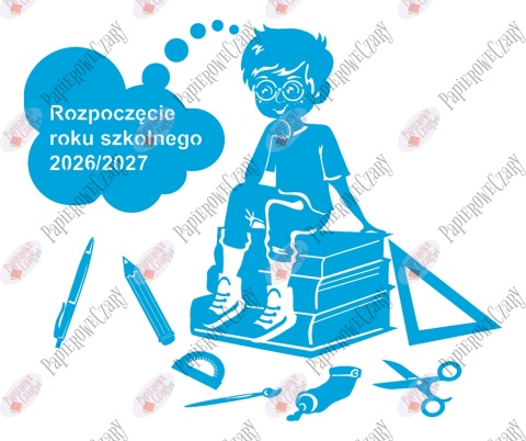 Chłopiec na książkach 1 Rok Szkolny Dekoracje z papieru