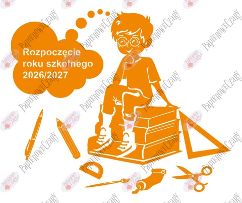Chłopiec na książkach 1 Rok Szkolny Dekoracje z papieru