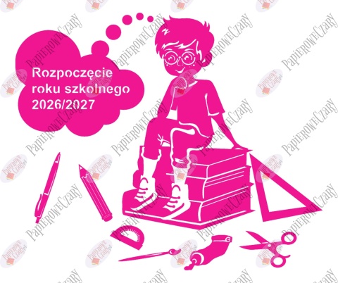 Chłopiec na książkach 1 Rok Szkolny Dekoracje z papieru