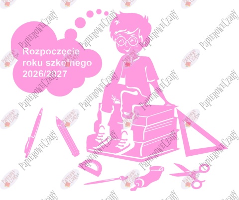 Chłopiec na książkach 1 Rok Szkolny Dekoracje z papieru