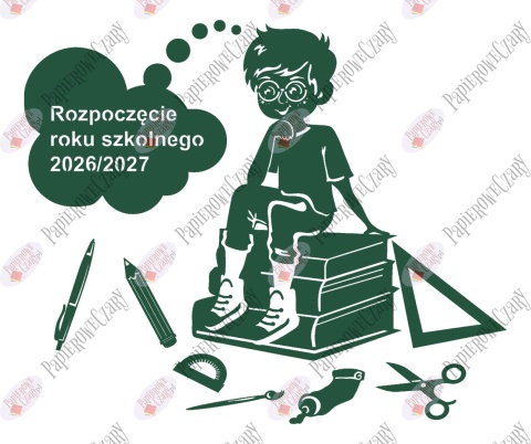 Chłopiec na książkach 1 Rok Szkolny Dekoracje z papieru
