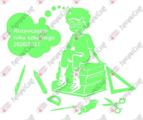 Chłopiec na książkach 1 Rok Szkolny Dekoracje z papieru