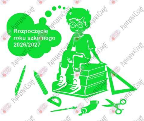 Chłopiec na książkach 1 Rok Szkolny Dekoracje z papieru