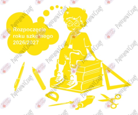 Chłopiec na książkach 1 Rok Szkolny Dekoracje z papieru