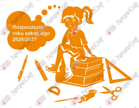 Dziewczynka na książkach 1 Rok Szkolny Dekoracje z papieru