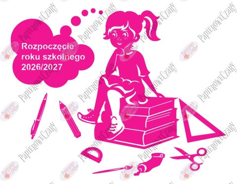 Dziewczynka na książkach 1 Rok Szkolny Dekoracje z papieru
