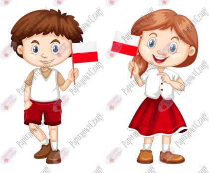 DZIECI Z FLAGĄ 20 Dekoracja z folii Patriotyczna Elektrostatyczna bezklejowa dwustronna na okno