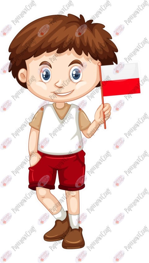 Chłopiec z flagą 20 patriotyczna Elektrostatyczna bezklejowa dwustronna Dekoracja na okno